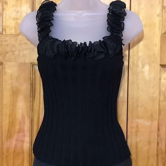 Belldini Tops - Belldini Black Tank Top Cami Blouse w/ Ruffle Embellished Neckline
Small 4 - 6
